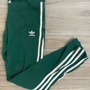 Adidas striped leggings green and white sz medium